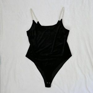 Plus Size Velvet Rhinestone Bodysuit